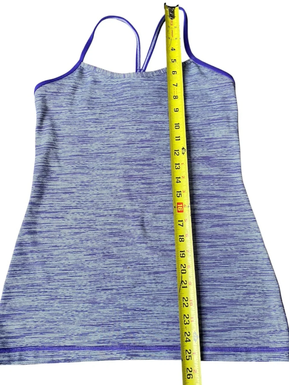 Lululemon Power Y Tank Top Purple Space Dye Heathered Built-In Shelf Bra Size 8